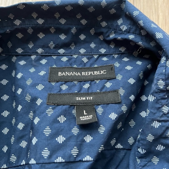 Banana Republic Blue Slim Fit Button Down Shirt Men’s Large - Picture 5 of 6